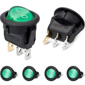 8Pcs Round Boat Rocker Switch 12V 16A SPST On/Off Switch with LED Light for Car Boat Marine RV (4 Color)