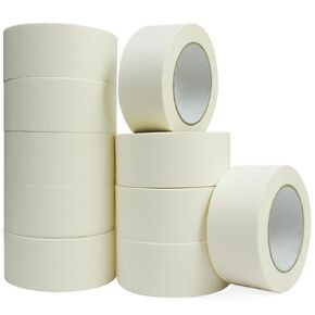 Masking Tape 2 Inch, 10 Pack White Masking Tape Bulk for General Purpose Use, 2 Inches X 55 Yards X 10 Rolls (550 Total Yards)