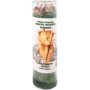 HOLY Death Money-Palm Wax Spiritual Intention Spell Candle-[Green] | Vela CASA ESOTERICA PERFUMADA- (Santa Muerte Dinero)