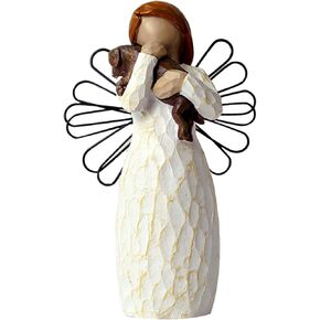Dog Memorial Gifts for Loss of Dog,Angel Praying Statues,Resin Friendship Figurine,Angel Girl Holding a Cute Dog
