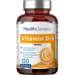Vitamin D-3 10000 IU 120 Softgels - High-Potency in Extra Virgin Olive Oil Non-GMO Soy-Free Supports Strong Bones Immune Health