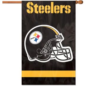 Party Animal Pittsburgh Steelers Banner NFL Flag, Black 44" x 28"