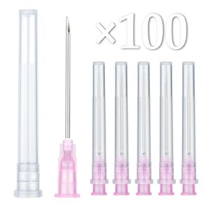 18Ga 1.5 Inches/38mm Disposable Sterile Needle with Protection Cap for Lab Supply, Individually Sealed Packaging (Pack of 100)