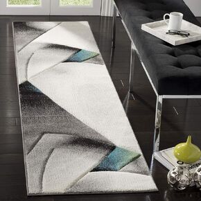 SAFAVIEH Hollywood Collection Runner Rug - 2'3" x 8', Grey & Orange, Mid-Century Modern Design, Non-Shedding & Easy Care, Ideal for High Traffic Areas in Living Room, Bedroom (HLW713P)