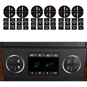 2PCS AC Dash Button Repair Kit, AC & Radio Button Repair Sticker, Decal Replacement for Fixing Ruined Faded A/C Controls, Car Interior Accessories Fit for Chevy and GMC