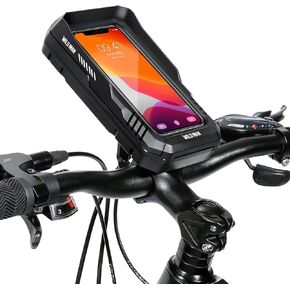 WILD MAN 360° Rotation Quick Release Bike Phone Holder Type Bike Handlebar Bag with Touch Screen for Motorcycle Road Bike MTB Mountain Bicycle Cycling (Black,FK1)