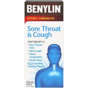Extra Strength Sore Throat & Cough Syrup, 250mL/8.75 fl. oz. Bottle (Imported from Canada)