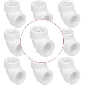 10Pack 1/2" Double Female Thread 90 Degree PVC Elbow Pipe Fitting Connector SCH40 1/2Inch Female to Female Threaded 90 Degree Elbow PVC Corner Adapter Pipe Fitting for Sprinkler, Irrigation