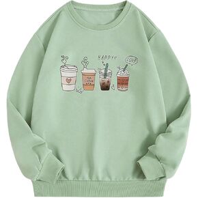 Girl's Letter Graphic Sweatshirt Long Sleeve Crew Neck Drop Shoulder Casual Pullover Tops