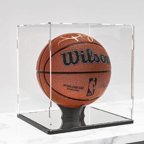 Basketball Full Size Acrylic Display Case,Stand and Mirror Panel,Soccer Ball Volleyball Clear Display Boxes,Dustproof Protection Showcase.