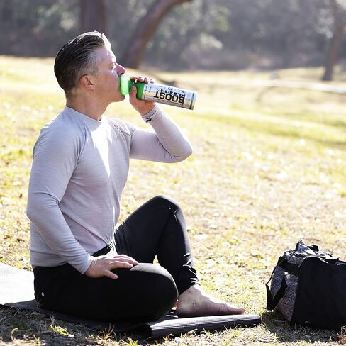 زجاجة Boost Oxygen Canned 4 المحمولة سعة 10 لتر من الأكسجين الطبيعي مع علبة زجاجة أكسجين معلب بحجم الجيب بنكهة الجريب فروت in Kuwait