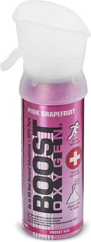 زجاجة Boost Oxygen Canned 4 المحمولة سعة 10 لتر من الأكسجين الطبيعي مع علبة زجاجة أكسجين معلب بحجم الجيب بنكهة الجريب فروت in Kuwait