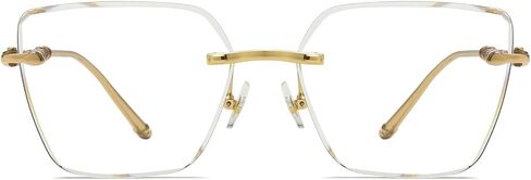 LJCZKA Blue Light Blocking Glasses Women Men Square Rimless Eyeglasses Anti Eye satrain Computer Glasses Metal Frame in Saudi Arabia