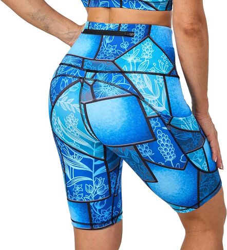 UIUO-UIPEU High Waisted Biker Shorts for Women Workout Shorts Athletic Leggings Tights Running Printed Yoga Shorts in Saudi Arabia