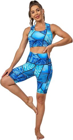 UIUO-UIPEU High Waisted Biker Shorts for Women Workout Shorts Athletic Leggings Tights Running Printed Yoga Shorts in Saudi Arabia