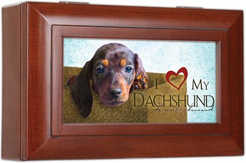 صندوق موسيقى صغير الحجم للمجوهرات الصغيرة من Cottage Garden Love My Dachshund Rich Woodgrain - يشغل أغنية عالم رائع in Saudi Arabia