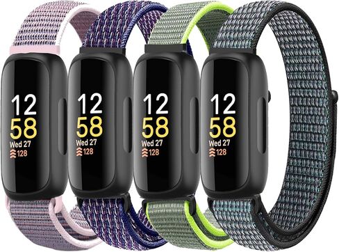 Sport Loop Nylon Band Compatible with Fitbit Inspire 3/Inspire 2/Inspire/Inspire HR/Ace 2/Ace 3, Adjustable Rugged Velcro Replacement Wristband Strap for Men Women(4 Pack) in Saudi Arabia