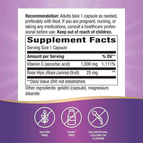 Nature's Way Extra Strength** Vitamin C with Rose Hips, Supports Immune Health*, Collagen Production*, High Potency Vitamin C, 100 Capsules (Packaging May Vary) in Saudi Arabia