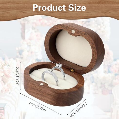 Wooden Ring Box Engagement Ring Box with 2 Slots Wedding Ring Box Retro Ring Holder Box for Wedding, Ceremony, Proposal, Engagement, Anniversary in Saudi Arabia