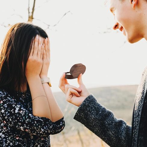 Wooden Ring Box Engagement Ring Box with 2 Slots Wedding Ring Box Retro Ring Holder Box for Wedding, Ceremony, Proposal, Engagement, Anniversary in Saudi Arabia