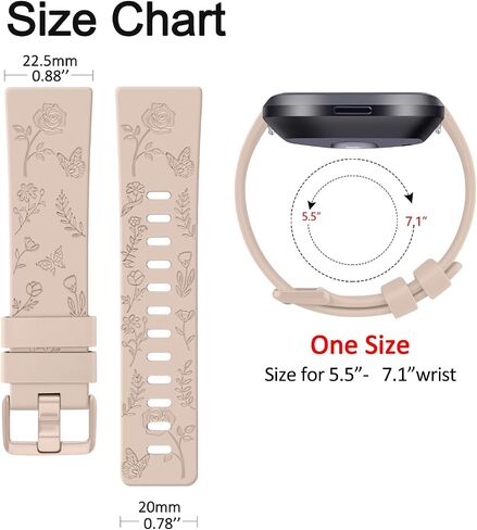 2 Pack Butterfly Rose Engraved Bands Compatible with Fitbit Versa 2 Bands for Women, Silicone Elegant Floral Pattern Replacement for Fitbit Versa 2 in Saudi Arabia