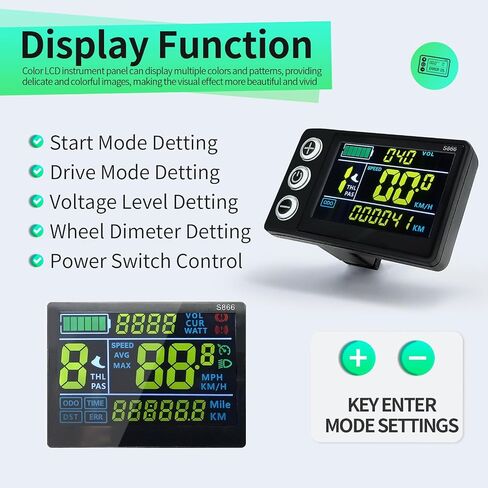 36 فولت/48 فولت 17A فرش تحكم صغير اللون LCD CS866 عرض للدراجات الكهربائية سكوتر دراجة هوائية جبلية أجزاء in Saudi Arabia