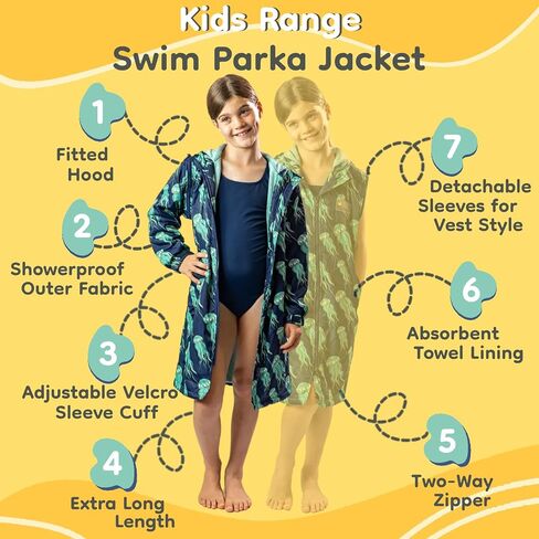 SCHMIK Unisex Swim Parka. Inc Swim Bag. Warm Change Coat. Girls, Boys & Kids. in Saudi Arabia