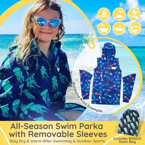 SCHMIK Unisex Swim Parka. Inc Swim Bag. Warm Change Coat. Girls, Boys & Kids. in Saudi Arabia