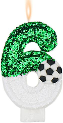 Soccer Birthday Candles, Birthday Number Candles,Glitter Number 6 Candle Cake Topper with Sequins for Anniversary Celebrations Soccer Supplies Party Decorations (Number 6) in Kuwait