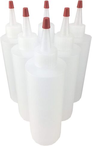 Hobbyland Squeeze Bottles, LDPE Plastic Bottles, Natural Cylinder Bottles, Yorker Spout Red Caps, Tips have .30 Hole (1oz, 6 Bottles) in Saudi Arabia