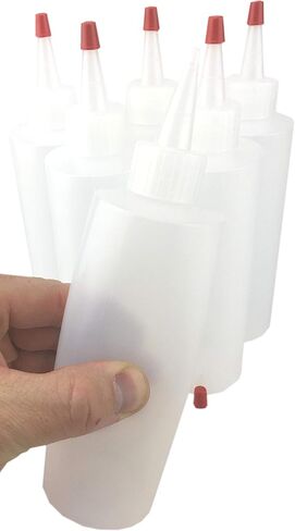 Hobbyland Squeeze Bottles, LDPE Plastic Bottles, Natural Cylinder Bottles, Yorker Spout Red Caps, Tips have .30 Hole (1oz, 6 Bottles) in Saudi Arabia