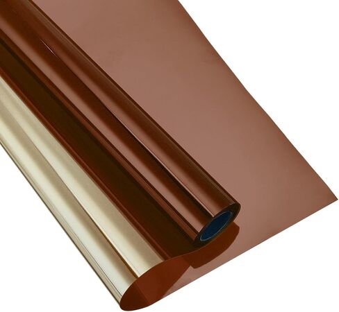 MECCANIXITY Window Privacy Film, One Way Daytime Privacy Heat Control Blocking Static Cling Window Tint for Home Office, Brown, 17.7x196.9 Inch in Saudi Arabia