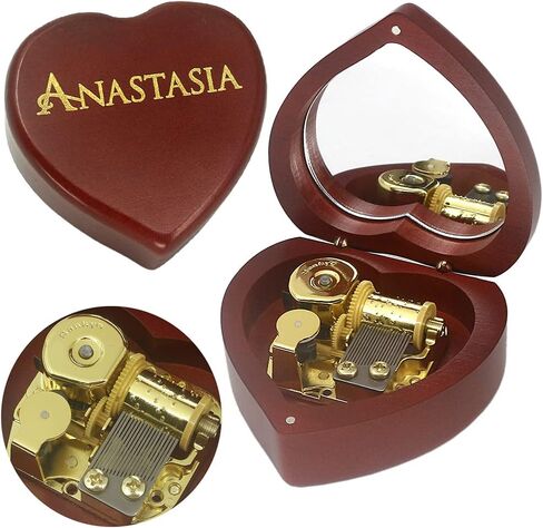 SOFTALK Solid Heart-Shaped Music Box Retro Music Box Christmas Birthday And Valentine's Day Gifts For Boy And Girl Friends (Wine Red Box, Tune : Anastasia-Once Upon A December) in Saudi Arabia