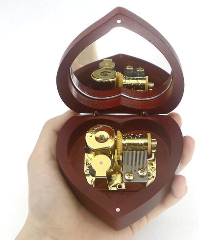 SOFTALK Solid Heart-Shaped Music Box Retro Music Box Christmas Birthday And Valentine's Day Gifts For Boy And Girl Friends (Wine Red Box, Tune : Anastasia-Once Upon A December) in Saudi Arabia