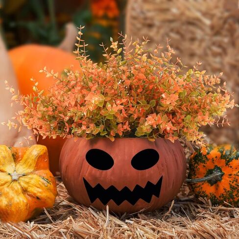 10 Bundles Artificial Fall Boxwood Shrubs, Faux Outdoor Indoor Plastic Plants UV Resistant No Fade Autumn Plants for Home Garden Patio Festival Thanksgiving Decoration (Green Orange) in Saudi Arabia