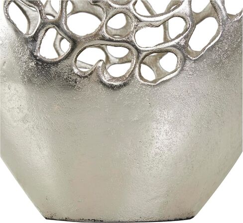 Deco 79 Aluminum Metal Decorative Vase Rounded Centerpiece Vase with Freeform Open Lattice Work, Vase for Home Decoration 9" x 4" x 15", Silver in Saudi Arabia