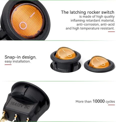 8Pcs Round Boat Rocker Switch 12V 16A SPST On/Off Switch with LED Light for Car Boat Marine RV (4 Color) in Kuwait