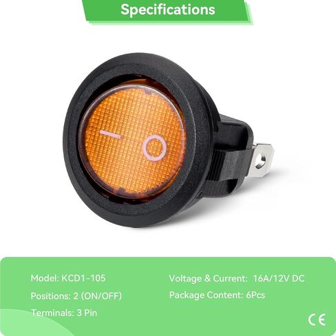 8Pcs Round Boat Rocker Switch 12V 16A SPST On/Off Switch with LED Light for Car Boat Marine RV (4 Color) in Kuwait