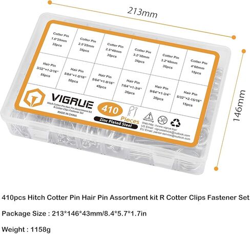 مجموعة متنوعة من دبابيس كوتر مكونة من 410 قطعة، ومشابك دبوس R مع زردية، ومجموعة دبابيس كوتر صغيرة من الفولاذ المطلي بالزنك للمقطورة وجزازة العشب والشاحنة in Kuwait