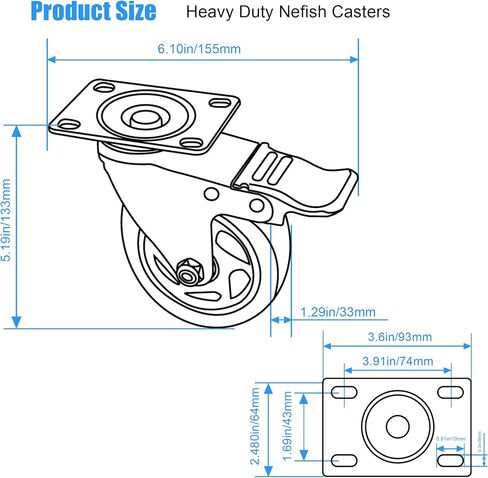 XIKE 4 PCS Orange 4 inch Heavy Duty Caster Wheels PU Rubber Swivel Casters with Top Plate & Strong Bearing (2 Fixed Directions 2 Arbitrary Directions) in Saudi Arabia