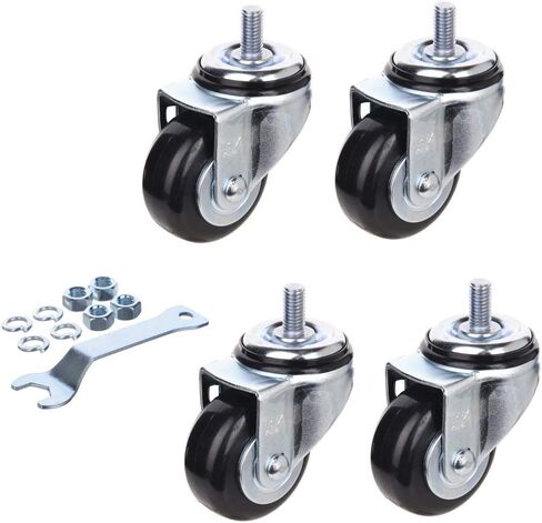 [T-REX CASTER] Easy Install, 3inch Heavy Duty Casters, All Swivel 1/2-13UNC *1 Stem Caster with Polyurethane Wheel. Load Capacity - 750 Lbs Per Caster (Pack of 4) Unversal Fit. T503S-2(D/B) LN in Saudi Arabia