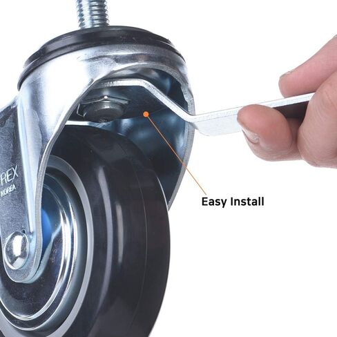 [T-REX CASTER] Easy Install, 3inch Heavy Duty Casters, All Swivel 1/2-13UNC *1 Stem Caster with Polyurethane Wheel. Load Capacity - 750 Lbs Per Caster (Pack of 4) Unversal Fit. T503S-2(D/B) LN in Saudi Arabia