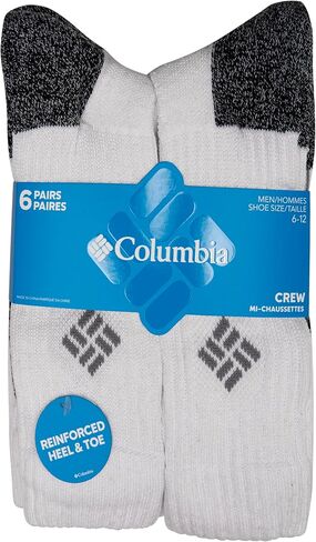 Columbia Men's Moisture Control Crew Socks, White, 6-12 US in Kuwait