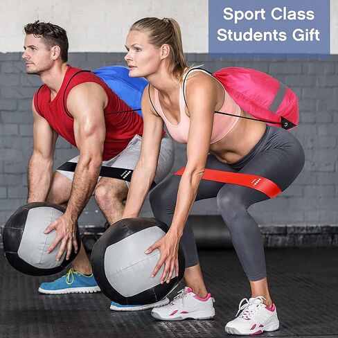 60 Pcs Workout Loop Resistance Bands Bulk, Gym Elastic Bands Set for Fitness Sport Class Students Members Gift Physical, 5 Pieces Each Set, with Large Drawstring Backpack Bags in Saudi Arabia