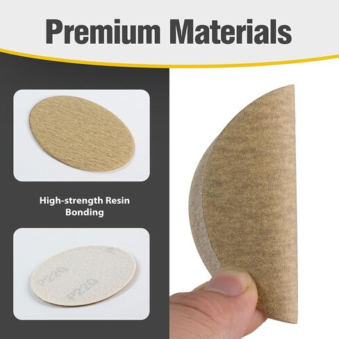 3 Inch Sanding Disc 50 PCS Gold Hook and Loop No Hole Sanding Discs 220 Grit Aluminum Oxide Orbital Sander Sandpaper for Wood Auto Body Paint Metal Polishing Use in Saudi Arabia