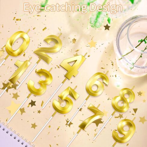 50th Birthday Candles, Gold Number Candles, 3D Design Cake Topper, Happy Birthday Cake Candles for Men Women Birthday Party Anniversary Celebration Wedding Anniversary Supplies Decoration Theme Party in Kuwait