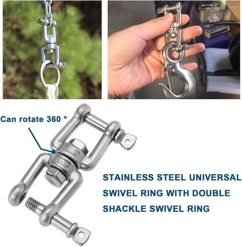 ECSiNG 4pcs 316 Stainless Steel Swivel Double Shackle M5x67mm Double Jaw Shackle Jaw Anchor Connector for Garden, Yard, Boat, and Outdoor Use in Saudi Arabia