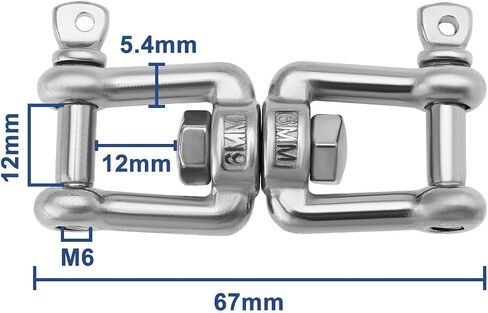 ECSiNG 4pcs 316 Stainless Steel Swivel Double Shackle M5x67mm Double Jaw Shackle Jaw Anchor Connector for Garden, Yard, Boat, and Outdoor Use in Saudi Arabia