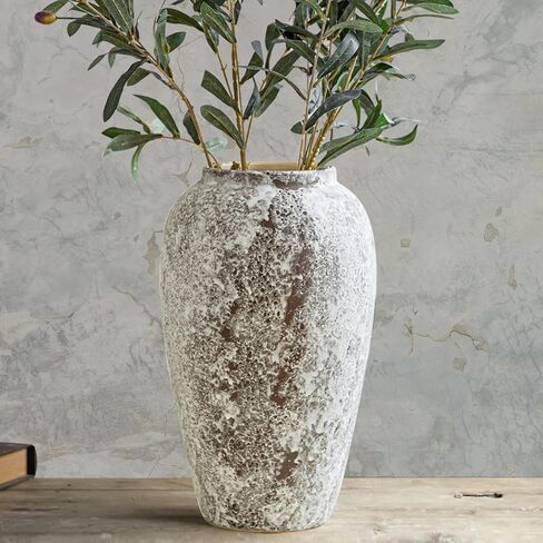 Rustic Ceramic Floor Large Vase for Farmhouse Decor, Pottery Clay Tall Terracotta Vase for Flowers, Pottery Vase for Living Room Decor, Shelf, Mantel Decoration, Wedding Housewarming Gift in Saudi Arabia