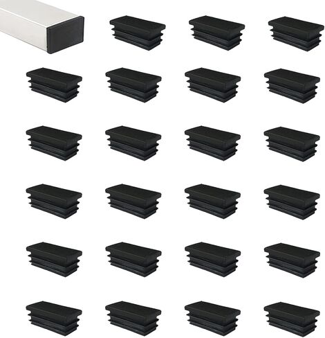 مستطيل البلاستيك التوصيل أنابيب آخر نهاية غطاء 26 مللي متر x 13 مللي متر الأسود كرسي الإنزلاق لجدول كرسي الجرف إدراج التشطيب التوصيل 50 قطعة in Kuwait